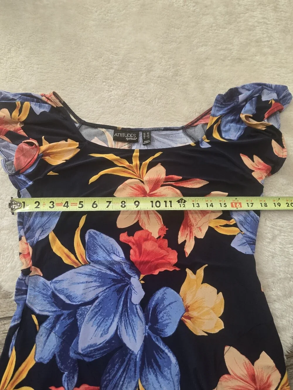 Attitudes by Renee Blue Floral Como Jersey Flutter Sleeve Maxi Dress, MT